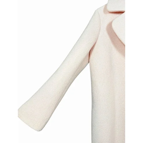 Maje Paris 36/4 Pink Wool Coat Boucle Long Jacket Minimalist Soft Blush Lined - Picture 7 of 16